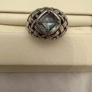 Brighton Silver Woven Ring with Gray Gemstone